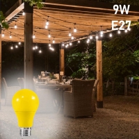 Мощна жълта LED крушка 9w E27 Yellow, за дома и градината