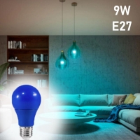 Мощна синя LED крушка 9w E27 BLUE A60, за дома и градината