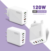 Многофункционално зарядно 120W, 2 USB порта, 3 PD порта, компактно