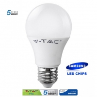 LED крушка VTAC 15W 6400K  Студена светлина , Е27, A60, термопластик, нечуплива